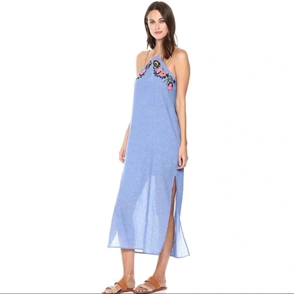 Red Carter Women’s XS‎ Embroidered Chambray Maxi Dress